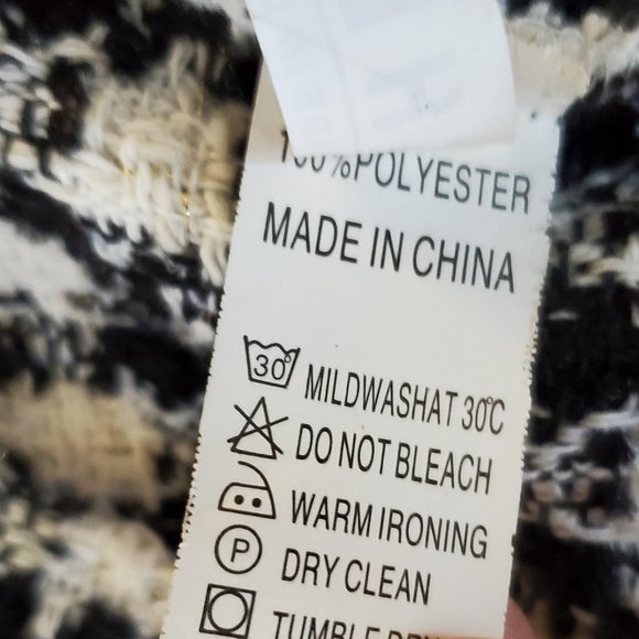 Shein Houndstooth Print Button Front Mid Length Jacket SZ M - Picture 7 of 11